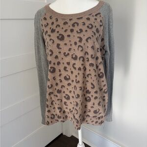 GAP Leopard Print Sweater in Brown and Gray